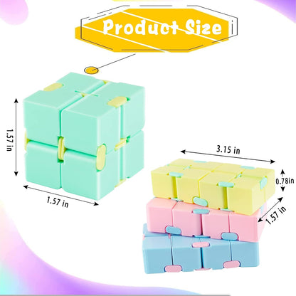 Infinity Cube Toy 4 Pack Puzzle Cube for Kids Adult Stress Anxiety Relief Magic Puzzle Flip for ADHD Finger Cube Preschool and Office Desk Gadget Gift for Time