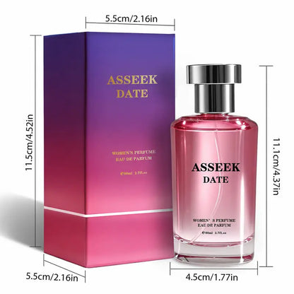 ASSEEK DATE Eau De Perfume 80Ml (2.7Fl Oz) - Aromatic Chic Gourmand, Long Lasting Vanilla Caramel Scent, Adults, Back to School, Gifts for Women