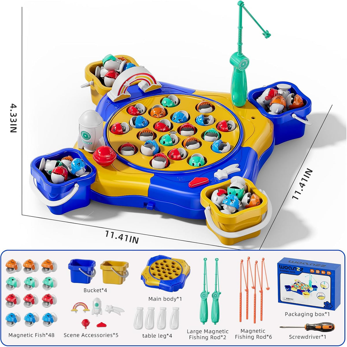 Magnetic Fishing Game for Kids Toddlers Ages 1-3 3-5 5-7, Blue