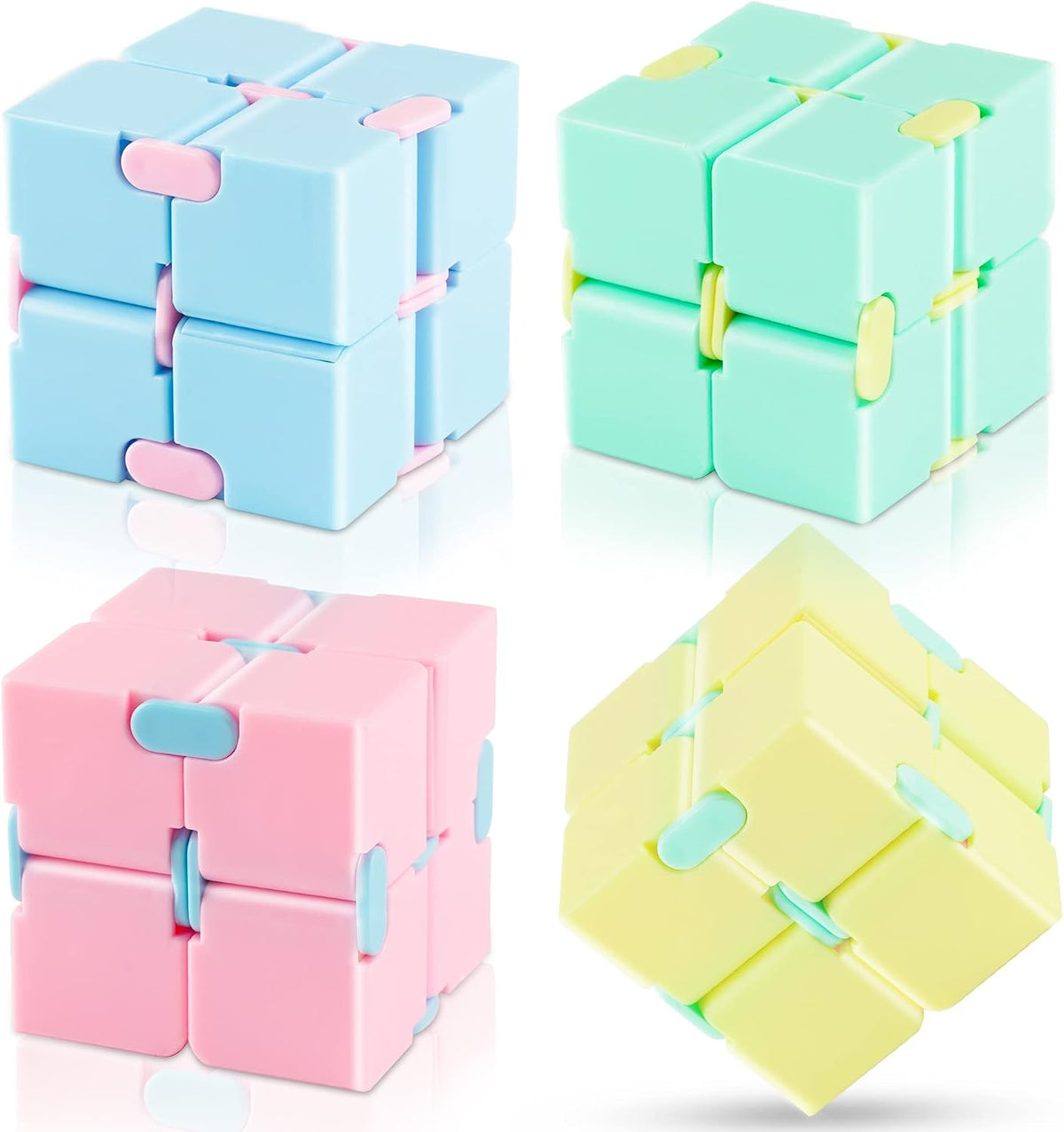 Infinity Cube Toy 4 Pack Puzzle Cube for Kids Adult Stress Anxiety Relief Magic Puzzle Flip for ADHD Finger Cube Preschool and Office Desk Gadget Gift for Time