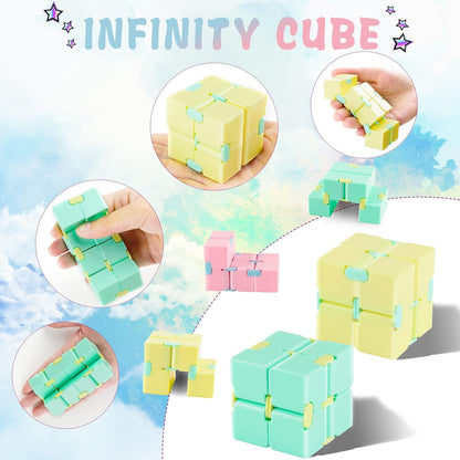 Infinity Cube Toy 4 Pack Puzzle Cube for Kids Adult Stress Anxiety Relief Magic Puzzle Flip for ADHD Finger Cube Preschool and Office Desk Gadget Gift for Time