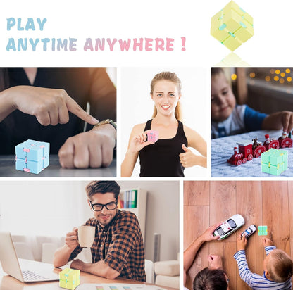 Infinity Cube Toy 4 Pack Puzzle Cube for Kids Adult Stress Anxiety Relief Magic Puzzle Flip for ADHD Finger Cube Preschool and Office Desk Gadget Gift for Time