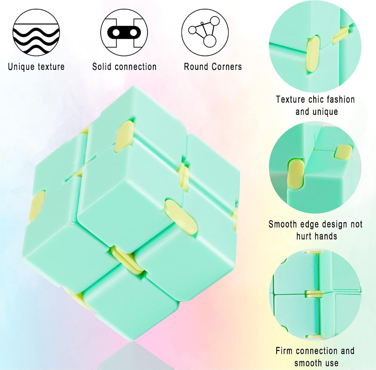 Infinity Cube Toy 4 Pack Puzzle Cube for Kids Adult Stress Anxiety Relief Magic Puzzle Flip for ADHD Finger Cube Preschool and Office Desk Gadget Gift for Time
