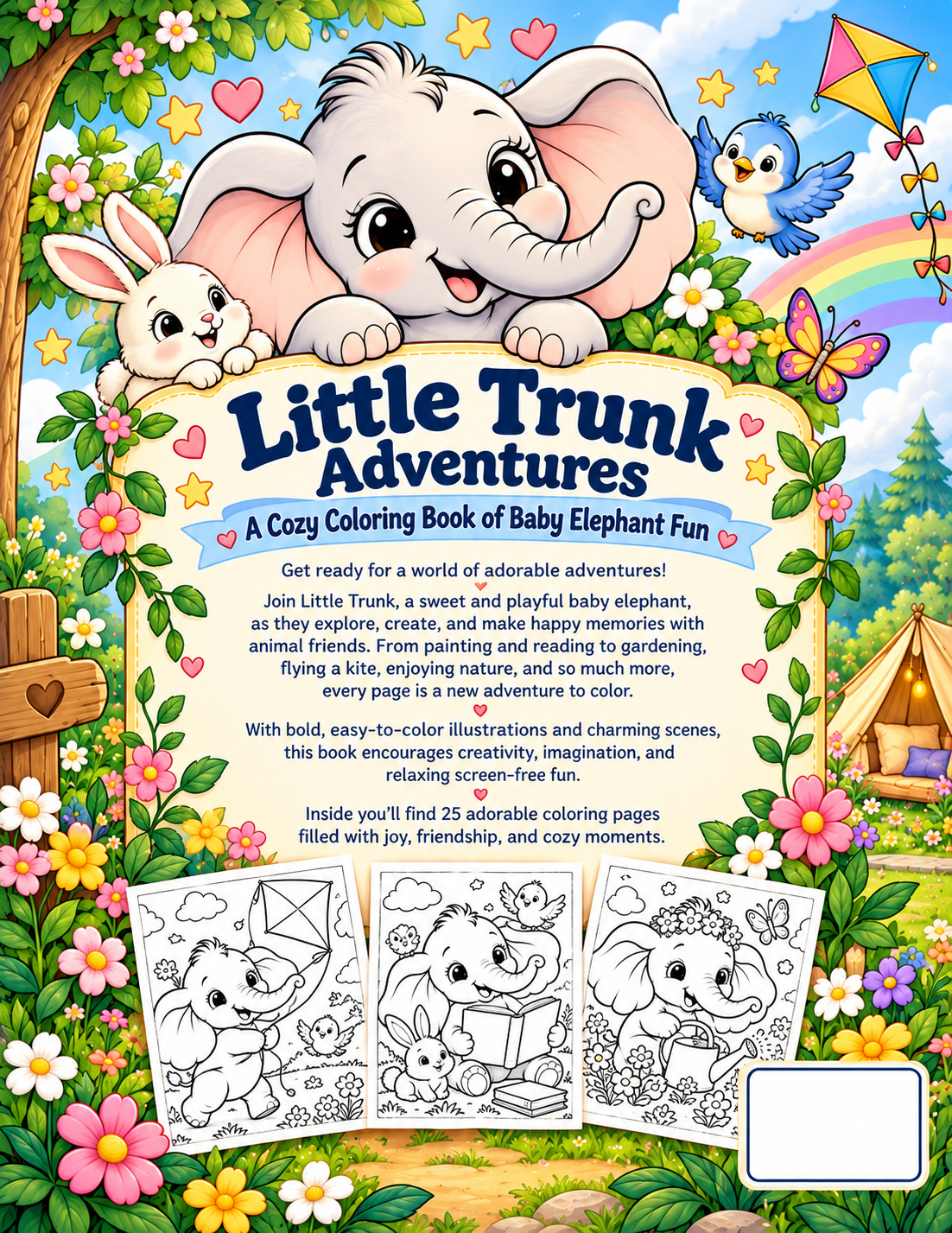 Little Trunk Adventures: A Cozy Coloring Book of Baby Elephant Fun