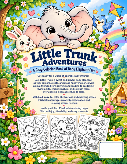 Little Trunk Adventures: A Cozy Coloring Book of Baby Elephant Fun