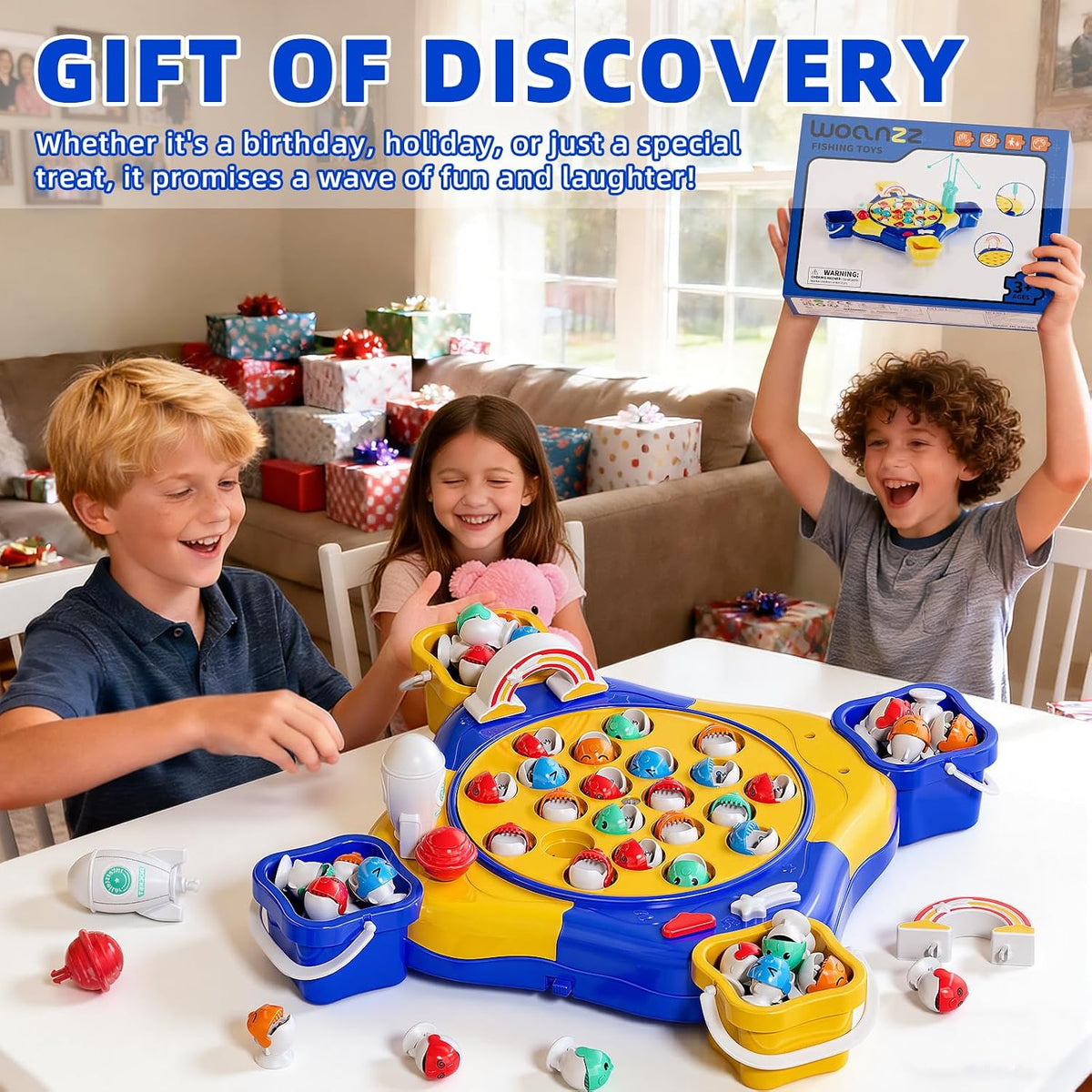 Magnetic Fishing Game for Kids Toddlers Ages 1-3 3-5 5-7, Blue