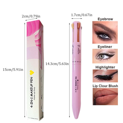 4 in 1 Makeup Pen Multifunctional Makeup Pencil from Eyeliner Lip Liner Brow Pencil Make up Pen Brow Pen Travel Makeup Pen Makeup Pencil and Highlighter Easy-To-Apply ＆ Compact Makeup Accessories