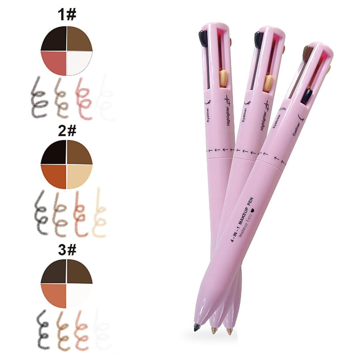 4 in 1 Makeup Pen Multifunctional Makeup Pencil from Eyeliner Lip Liner Brow Pencil Make up Pen Brow Pen Travel Makeup Pen Makeup Pencil and Highlighter Easy-To-Apply ＆ Compact Makeup Accessories